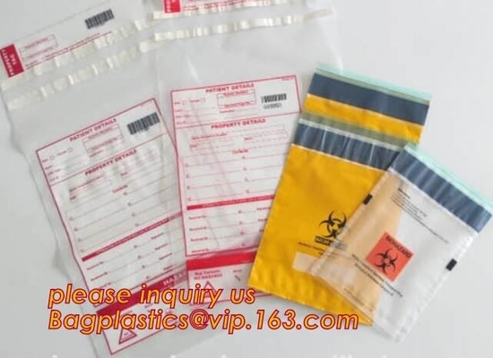 Medical packing k sealing plastic biohazard specimen bag customized pouch, Disposable plastic medical waste specim