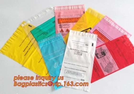 Medical packing k sealing plastic biohazard specimen bag customized pouch, Disposable plastic medical waste specim