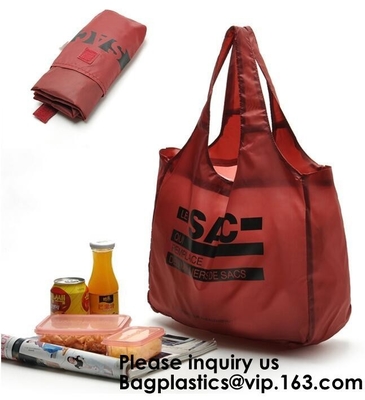 Custom Eco-friendly Durable Foldable Polyester Handle Bag Pocket Folding Nylon Shopping Bag Eco-friendly Durable Foldabl