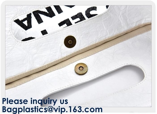 Reusable Promotional Green Tyvek Shopping Tote BagWaterproof Washable Eco k Handy Makeup Cosmetic Clutch Bag Cases