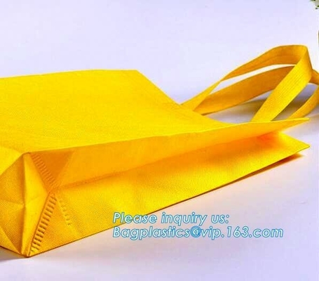 eco friendly non woven bag, Custom logo printed yellow non woven gift pouch drawstring non woven bag, BAGEASE, PAK, PKG