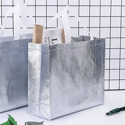 Silvery Bags, Golden bags, Handle bags, Durable Reusable Medium Non-woven Gift Bag Set Of 5,Shopping Bag,Promotional Bag