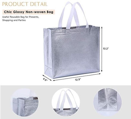 Silvery Bags, Golden bags, Handle bags, Durable Reusable Medium Non-woven Gift Bag Set Of 5,Shopping Bag,Promotional Bag