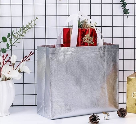 Silvery Bags, Golden bags, Handle bags, Durable Reusable Medium Non-woven Gift Bag Set Of 5,Shopping Bag,Promotional Bag