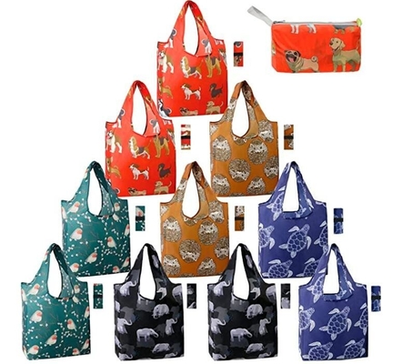 Foldable Grocery Totes, Pocket Eco Friendly Polyester Waterproof And Lightweight Sturdy Machine Washable Cloth Bags
