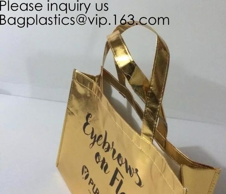 Durable Reusable Reusable Glossy Environmentally Friendly Tote Bags Non-Woven Gift Bag Promotional Bag Silvery
