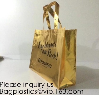 Durable Reusable Reusable Glossy Environmentally Friendly Tote Bags Non-Woven Gift Bag Promotional Bag Silvery