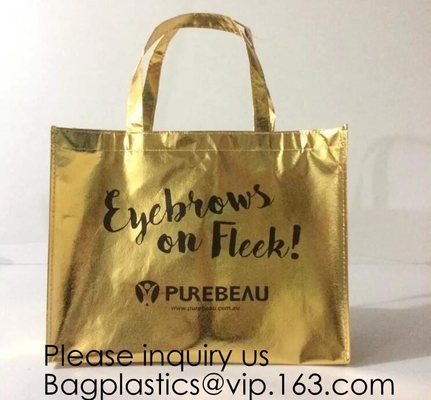 Durable Reusable Reusable Glossy Environmentally Friendly Tote Bags Non-Woven Gift Bag Promotional Bag Silvery