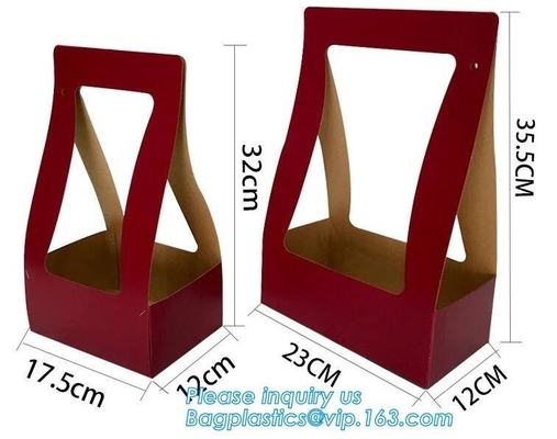 Handle Kraft Paper Flower Bag Wedding Confetti Cones Shaped Bouquet Bag Plant Bag Creative Flowers Holder Wrapping Gift