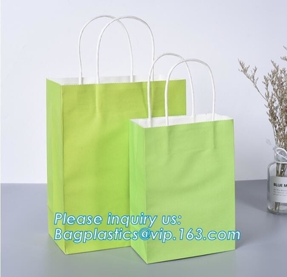 Design Luxury Brown Kraft Paper Shopping Bag With Handle,Customized Green Printed Paper Shopping Bag With Logo Custom