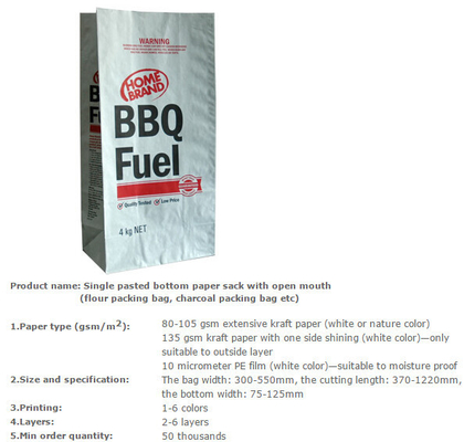 Custom Label Printing Charcoal packaging Paper Bags, charcoal bags, pp/kraft paper bags for charcoal bags