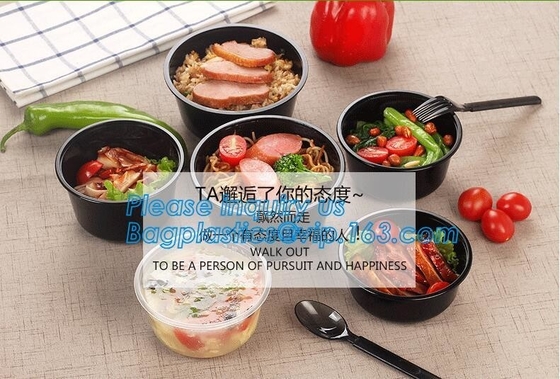 Take-away food package 3000ml large plastic salad bowls,PP white 700ml disposable plastic sea food bowl with handle pac