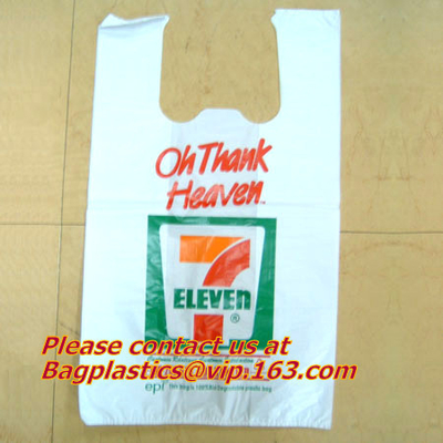 HDPE 100% virgin material transparent, t-shirt bags on roll, plastic t-shirt bags vest bag