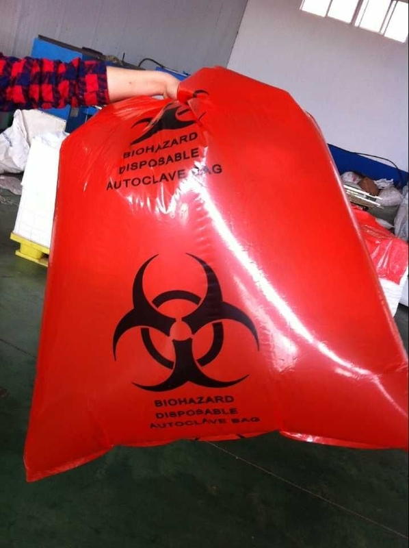 Open Ended Red Biohazard Liners Disposable LLDPE Bags Disposing Waste Plastic Bags For Health Applications