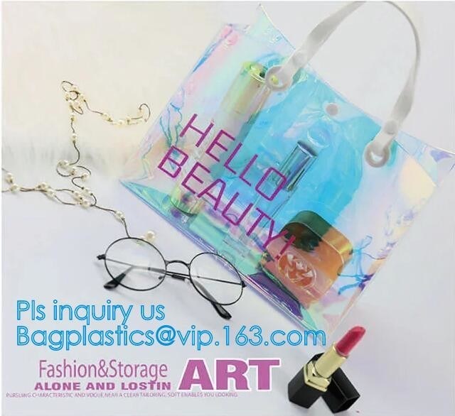 Summer Beach Bag Clear PVC Shoulder Bag new style, Fashion transparent jelly iridescent manufacturer clear shoulder purs